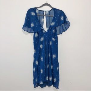 Urban Outfitters Lace-Up Mini Dress in Blue Floral